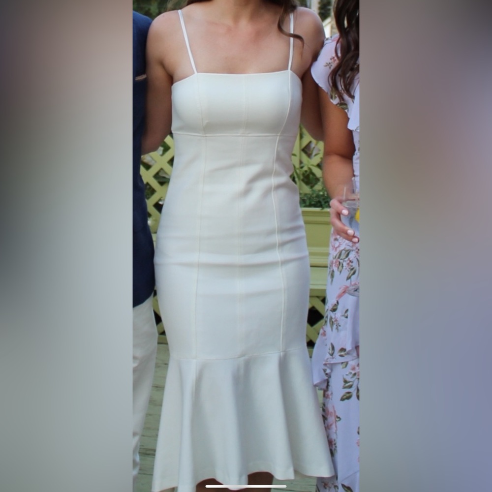 White fitted dress, worn once for rehearsal dinner